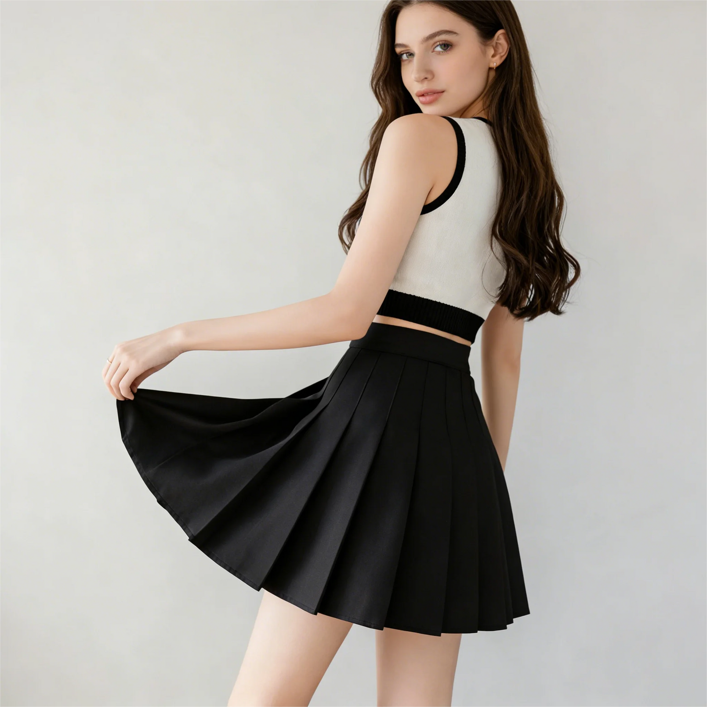 White Women Pleated Skirts Summer High Waist Zipper Girls Dancing JK Mini Skirts Black Fashion Student A Line Faldas 2024