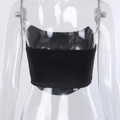 Sleeveless Off Shoulder Fashion Sexy Corset Crop Tops Vest Female Underwear Backless Bustier Top Solid