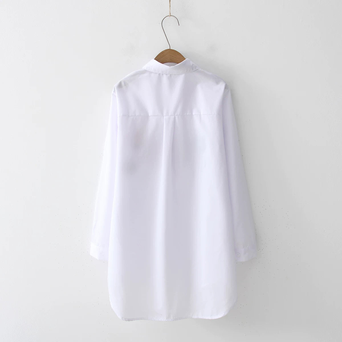 2024 New White Shirt Casual Button Up Turn Down Collar Female Blouse Long Sleeve Cotton Blouse Embroidery Blouse Lady 5083 50
