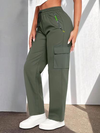 Women'S Casual Cargo Pants | Lightweight, Breathable, Fashionable Patch Pocket Design, Drawstring Waist, Suitable for Outdoor