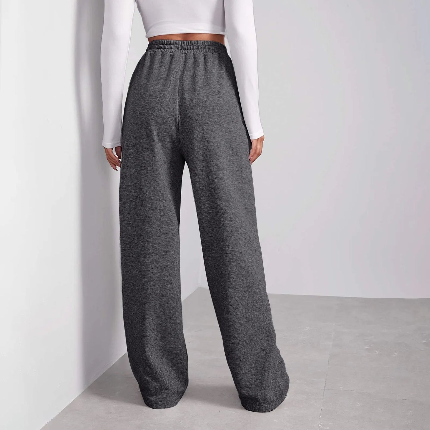 Wide Leg Pants For Women’s Fleece Lined Sweatpants Straight Pants Bottom All-Math Plain Fitness Joggers Pants Travel Basic