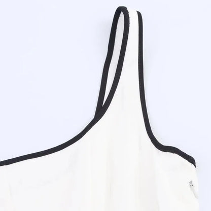 Women Midi Dress Female Casual Suspender Dress Color Contrasting Edge 2025 Summer Ladies Slim Square Collar Elegant Long Dresses