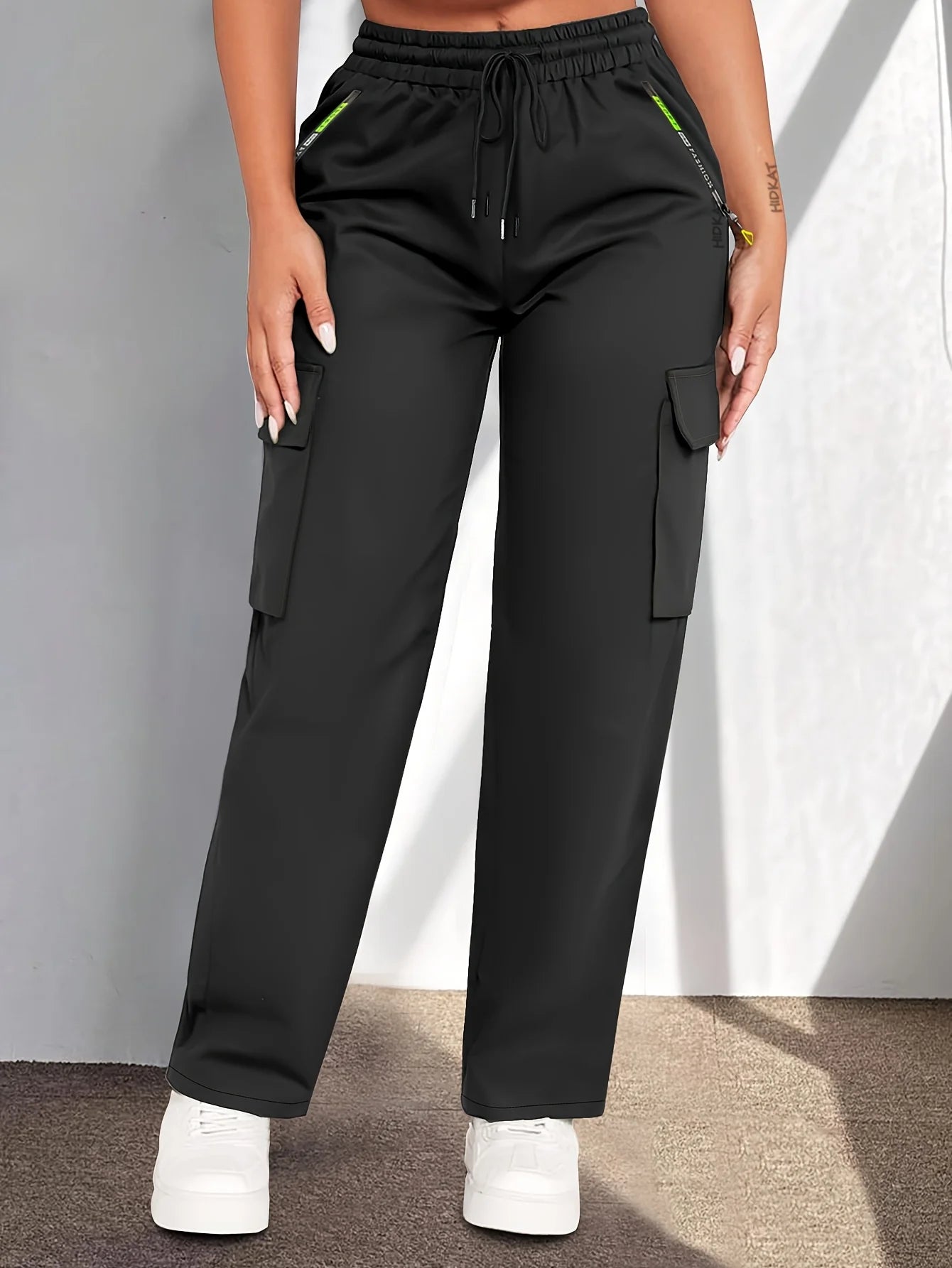 Women'S Casual Cargo Pants | Lightweight, Breathable, Fashionable Patch Pocket Design, Drawstring Waist, Suitable for Outdoor