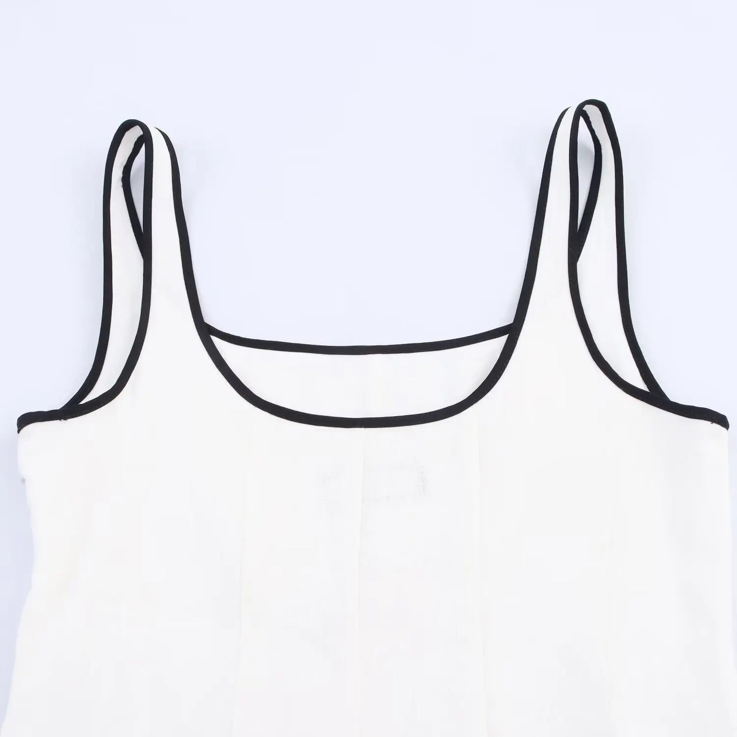 Women Midi Dress Female Casual Suspender Dress Color Contrasting Edge 2025 Summer Ladies Slim Square Collar Elegant Long Dresses