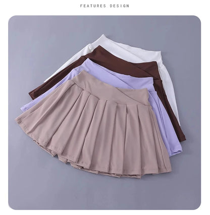 Women Tennis Pleated Skirt High Waisted Athletic Golf Skorts Workout   Sports Skirts With Shorts For Women