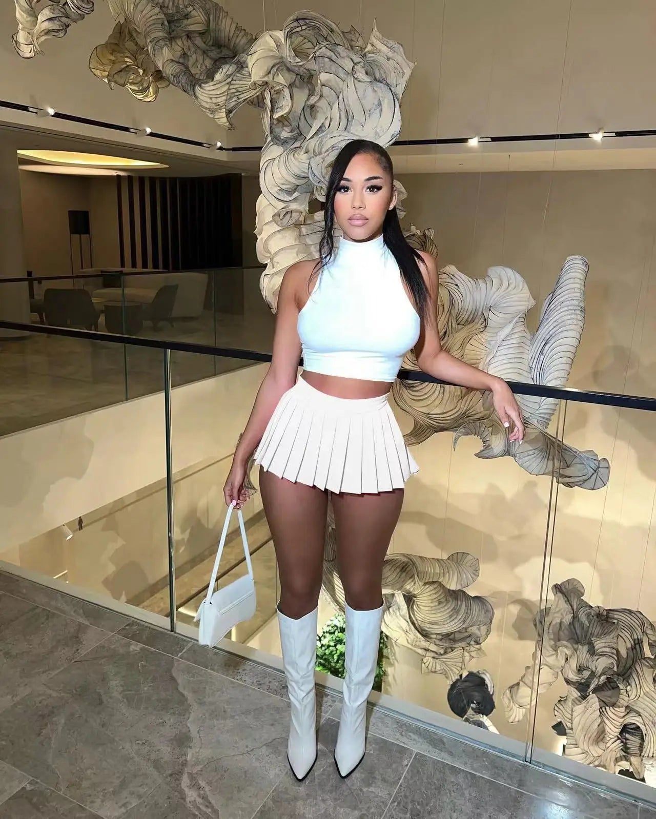 Sexy Mini Skirt Solid Color Girl Pleated Skirt Elegant Versatile Female Skirt  A-Line UltraShort Skirt New Summer Streetwear