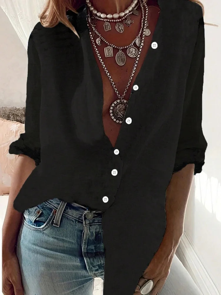 Ladies Long Sleeve Button up Shirt Casual Style Fashion Top Ladies Fashion Clothing