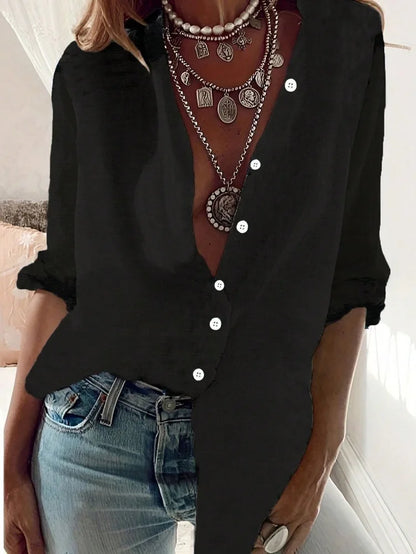 Ladies Long Sleeve Button up Shirt Casual Style Fashion Top Ladies Fashion Clothing