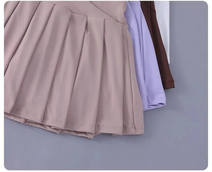 Women Tennis Pleated Skirt High Waisted Athletic Golf Skorts Workout   Sports Skirts With Shorts For Women