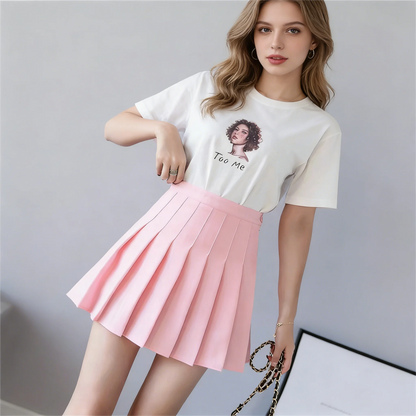 White Women Pleated Skirts Summer High Waist Zipper Girls Dancing JK Mini Skirts Black Fashion Student A Line Faldas 2024