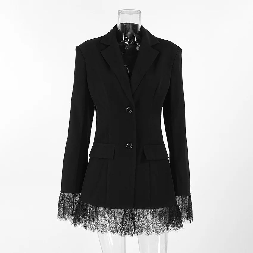 2025 Elegant Blazer Coat For Women Fashion Pockets Lapel Oversized Suit Jackets  New Autumn Office Lady Casual Loose Outerwear