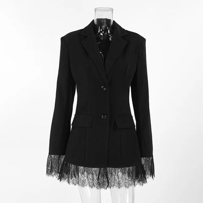 2025 Elegant Blazer Coat For Women Fashion Pockets Lapel Oversized Suit Jackets  New Autumn Office Lady Casual Loose Outerwear