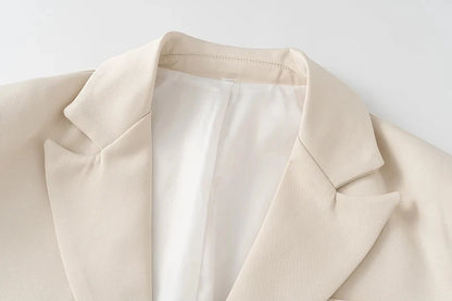 2025 Elegant Blazer Coat For Women Fashion Pockets Lapel Oversized Suit Jackets  New Autumn Office Lady Casual Loose Outerwear