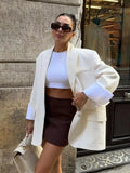 2025 Elegant Blazer Coat For Women Fashion Pockets Lapel Oversized Suit Jackets  New Autumn Office Lady Casual Loose Outerwear