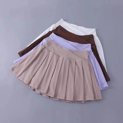 Women Tennis Pleated Skirt High Waisted Athletic Golf Skorts Workout   Sports Skirts With Shorts For Women