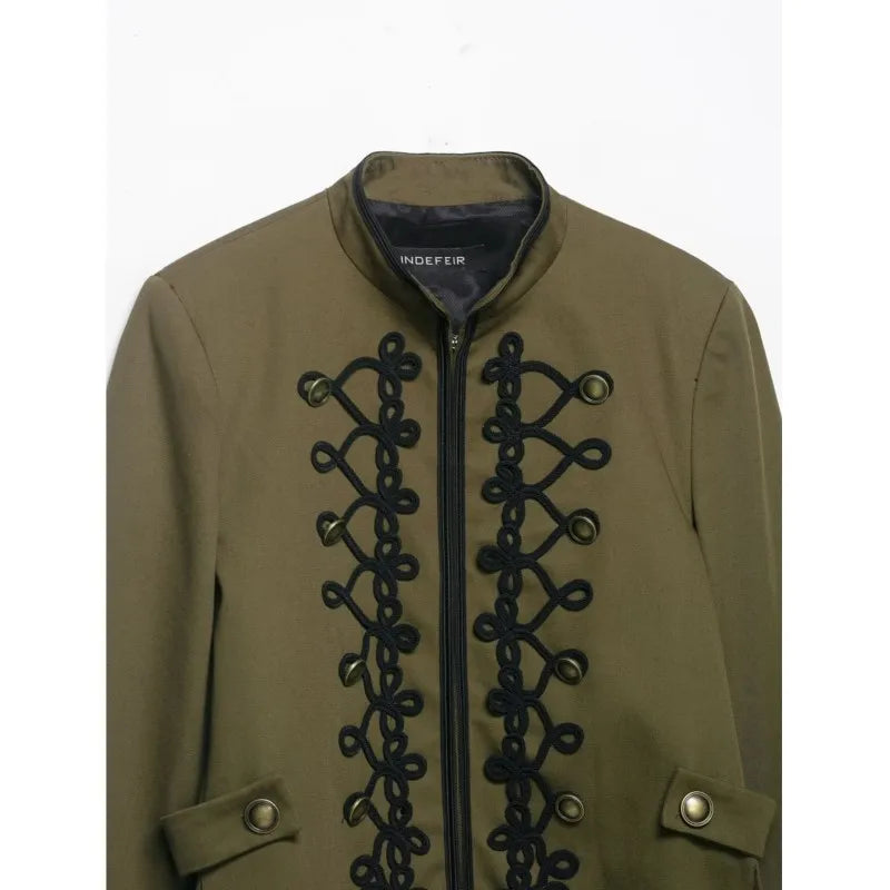 Women's Blazer with Shoulder Pads Spring High Neck Long Sleeve Button Zipper Women Oversize Coat Female Chic Tops