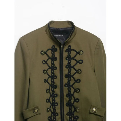 Women's Blazer with Shoulder Pads Spring High Neck Long Sleeve Button Zipper Women Oversize Coat Female Chic Tops
