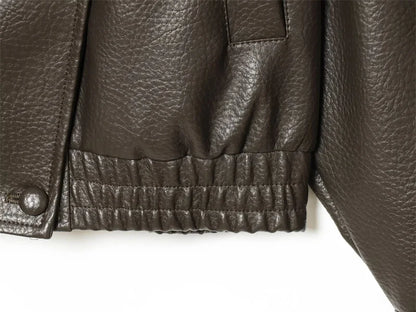 Women's Jacket Fall 2025 New Black Long Sleeve Pebble Faux Leather Jacket Motorcycle Style Personality Fashion