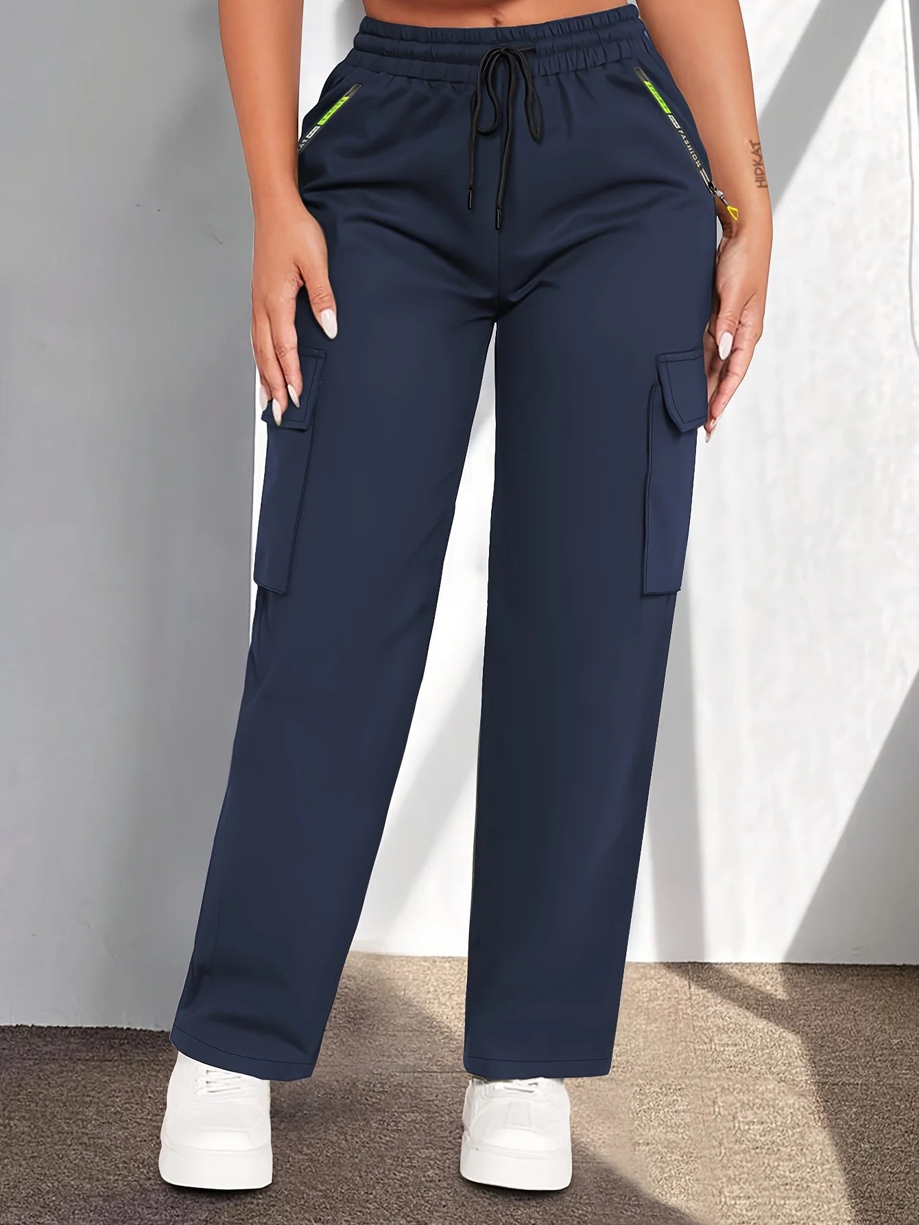 Women'S Casual Cargo Pants | Lightweight, Breathable, Fashionable Patch Pocket Design, Drawstring Waist, Suitable for Outdoor