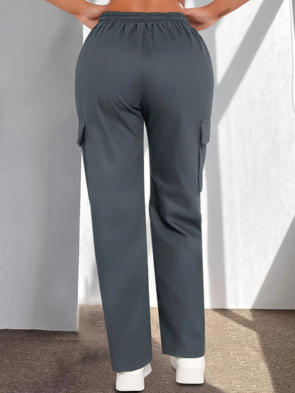 Women'S Casual Cargo Pants | Lightweight, Breathable, Fashionable Patch Pocket Design, Drawstring Waist, Suitable for Outdoor