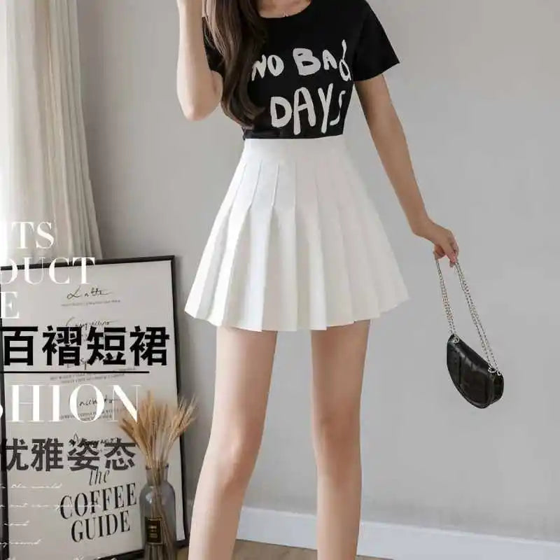 White Women Pleated Skirts Summer High Waist Zipper Girls Dancing JK Mini Skirts Black Fashion Student A Line Faldas 2024