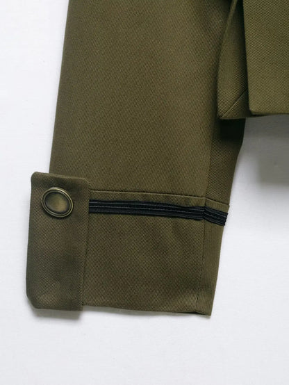 Women's Blazer with Shoulder Pads Spring High Neck Long Sleeve Button Zipper Women Oversize Coat Female Chic Tops