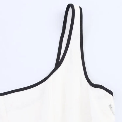 Women Midi Dress Female Casual Suspender Dress Color Contrasting Edge 2025 Summer Ladies Slim Square Collar Elegant Long Dresses
