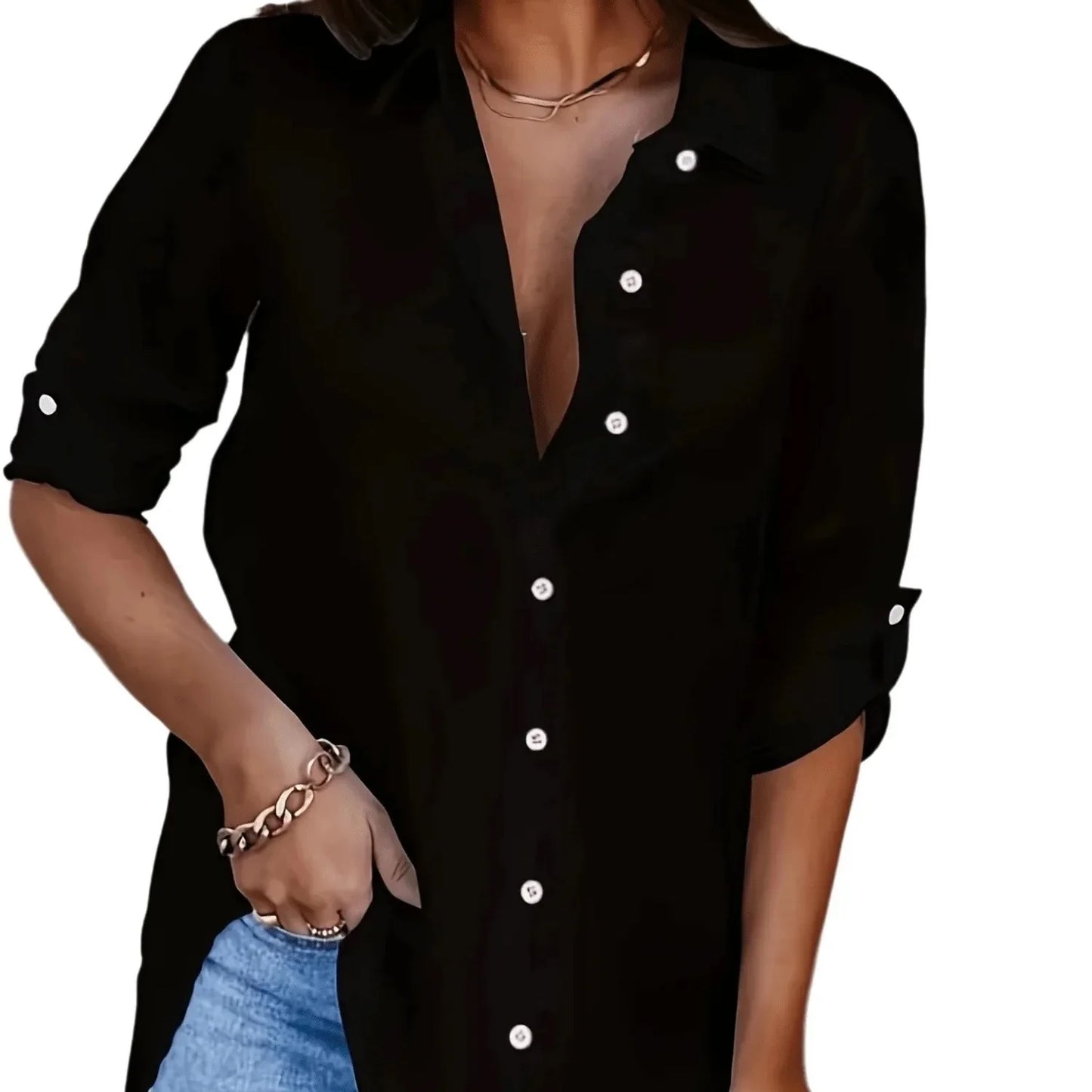 Ladies Long Sleeve Button up Shirt Casual Style Fashion Top Ladies Fashion Clothing