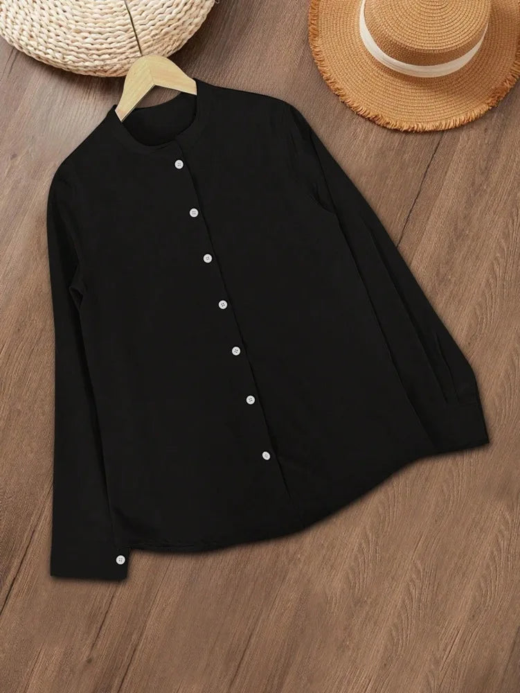 Ladies Long Sleeve Button up Shirt Casual Style Fashion Top Ladies Fashion Clothing