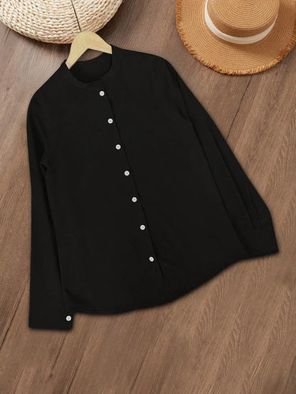 Ladies Long Sleeve Button up Shirt Casual Style Fashion Top Ladies Fashion Clothing
