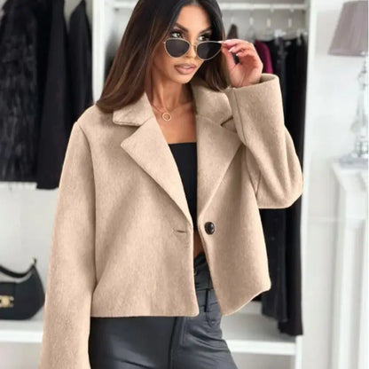Cropped Trench Coat for Women 2024 Fall Winter Wool Coats Peacoat Casual Trendy Blazer Jackets