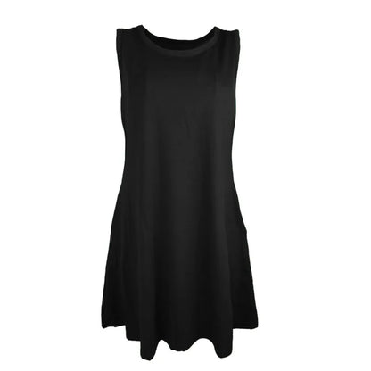 Women's Dress Summer Casual T Shirt Dresses Beach Cover up Plain Pleated Tank Pockets Dress