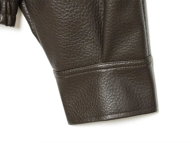 Women's Jacket Fall 2025 New Black Long Sleeve Pebble Faux Leather Jacket Motorcycle Style Personality Fashion