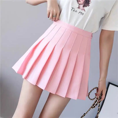 White Women Pleated Skirts Summer High Waist Zipper Girls Dancing JK Mini Skirts Black Fashion Student A Line Faldas 2024