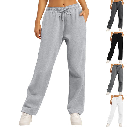 Wide Leg Pants For Women’s Fleece Lined Sweatpants Straight Pants Bottom All-Math Plain Fitness Joggers Pants Travel Basic