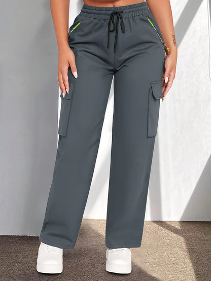 Women'S Casual Cargo Pants | Lightweight, Breathable, Fashionable Patch Pocket Design, Drawstring Waist, Suitable for Outdoor