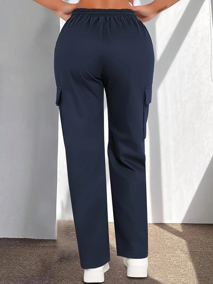 Women'S Casual Cargo Pants | Lightweight, Breathable, Fashionable Patch Pocket Design, Drawstring Waist, Suitable for Outdoor