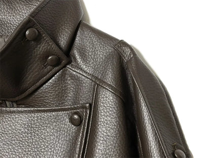 Women's Jacket Fall 2025 New Black Long Sleeve Pebble Faux Leather Jacket Motorcycle Style Personality Fashion