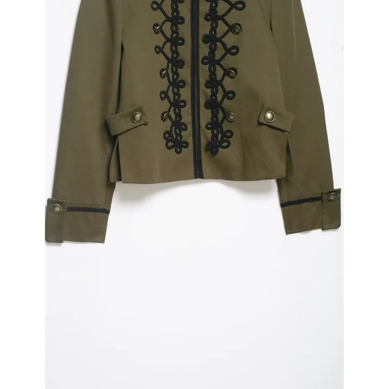 Women's Blazer with Shoulder Pads Spring High Neck Long Sleeve Button Zipper Women Oversize Coat Female Chic Tops
