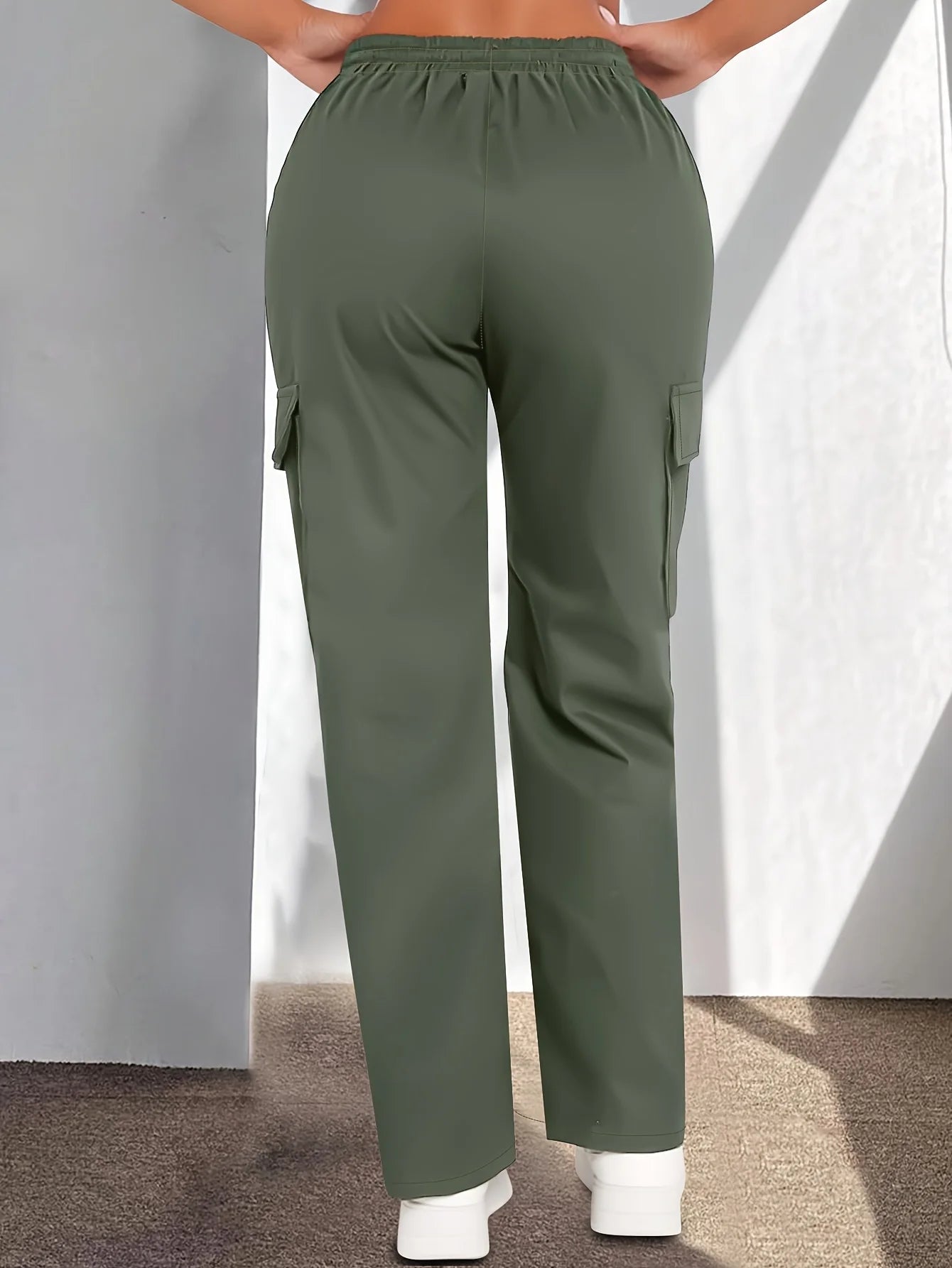Women'S Casual Cargo Pants | Lightweight, Breathable, Fashionable Patch Pocket Design, Drawstring Waist, Suitable for Outdoor