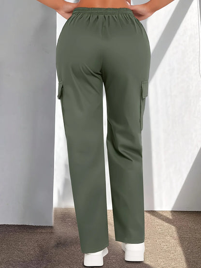 Women'S Casual Cargo Pants | Lightweight, Breathable, Fashionable Patch Pocket Design, Drawstring Waist, Suitable for Outdoor