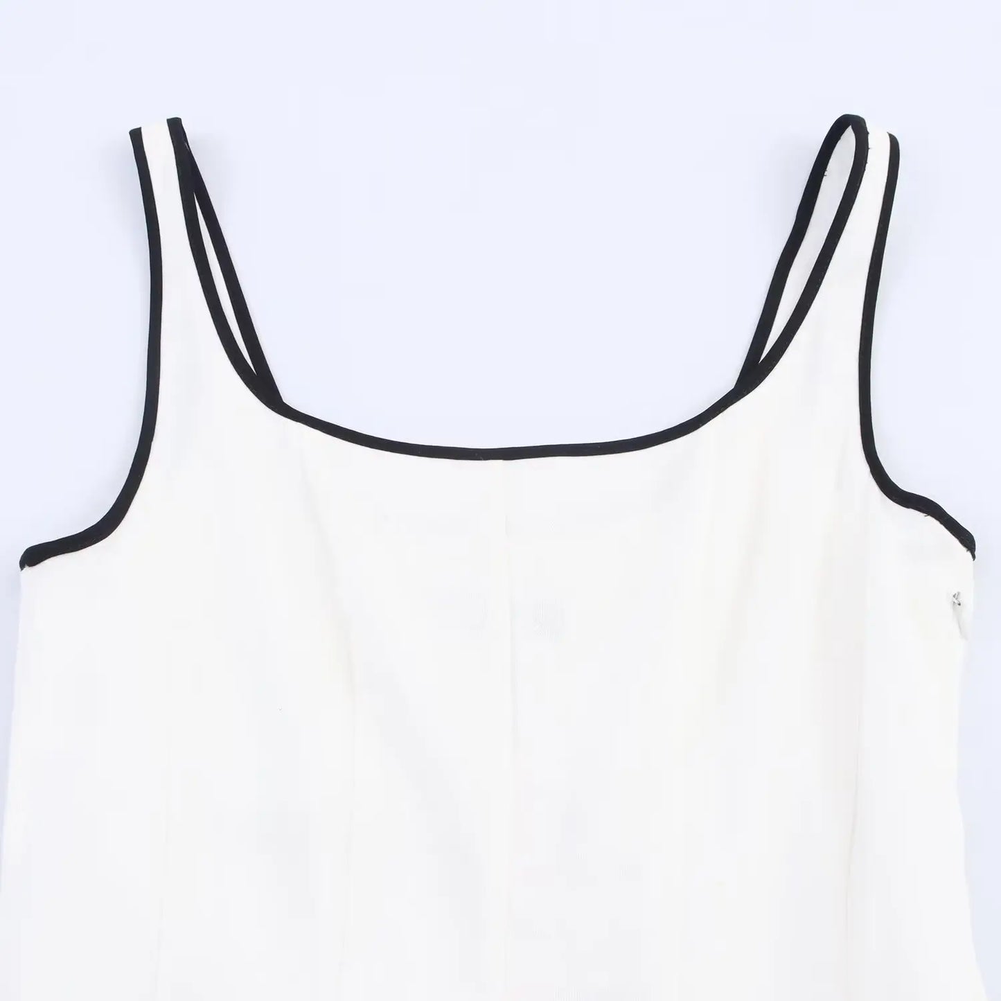 Women Midi Dress Female Casual Suspender Dress Color Contrasting Edge 2025 Summer Ladies Slim Square Collar Elegant Long Dresses