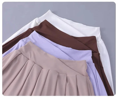 Women Tennis Pleated Skirt High Waisted Athletic Golf Skorts Workout   Sports Skirts With Shorts For Women