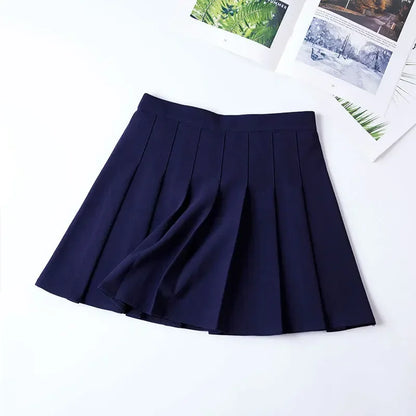Women Harajuku Sweet Fresh Feeling High Waist Pleated Skirt Elastic Waist Cross Embroidery Skirt Pleated Skirt