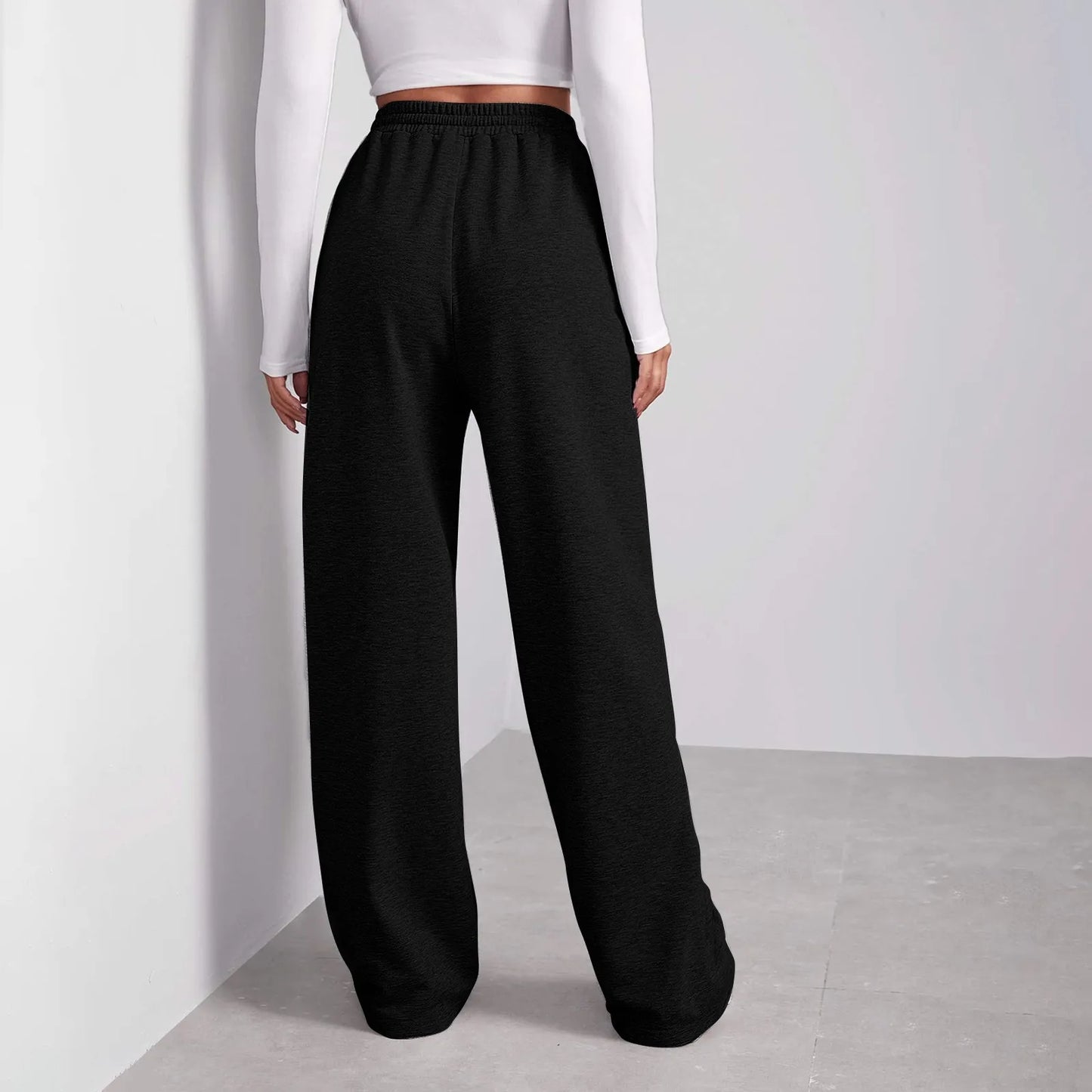 Wide Leg Pants For Women’s Fleece Lined Sweatpants Straight Pants Bottom All-Math Plain Fitness Joggers Pants Travel Basic