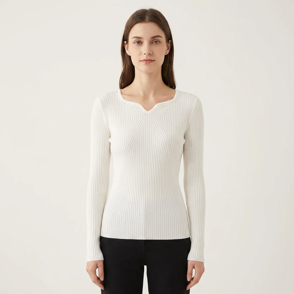 Vela Ribbed V-Neck